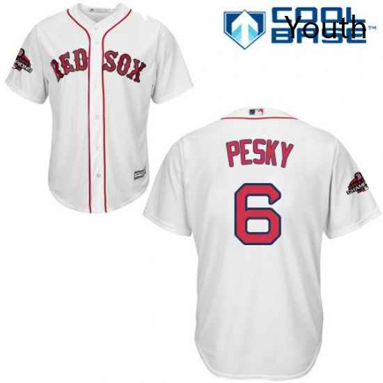 Youth Majestic Boston Red Sox 6 Johnny Pesky Authentic White Home Cool Base 2018 World Series Champions MLB Jersey